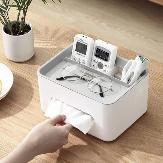 Gray Multifunctional Tissue Storage Box Organizer - Desktop Holder