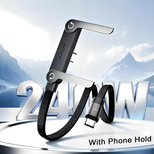 240W USB-C Cable Phone Holder - Fast Charging & Data Transfer Stand