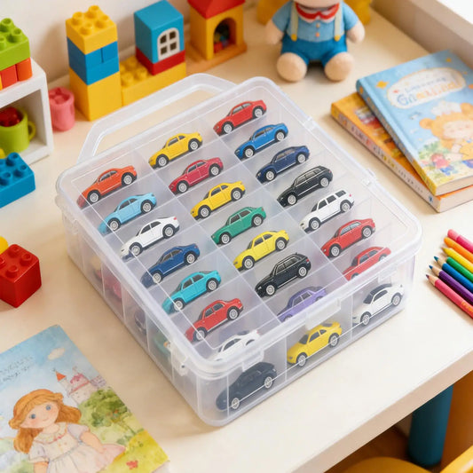 46 Compartment Clear Storage Box Organizer with Handle & Lid