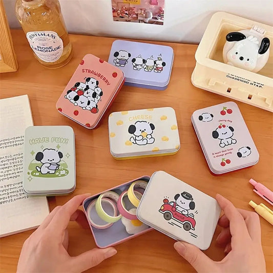 Rectangular Tinplate Puppy Storage Box - Mini Metal Cartoon Organizer