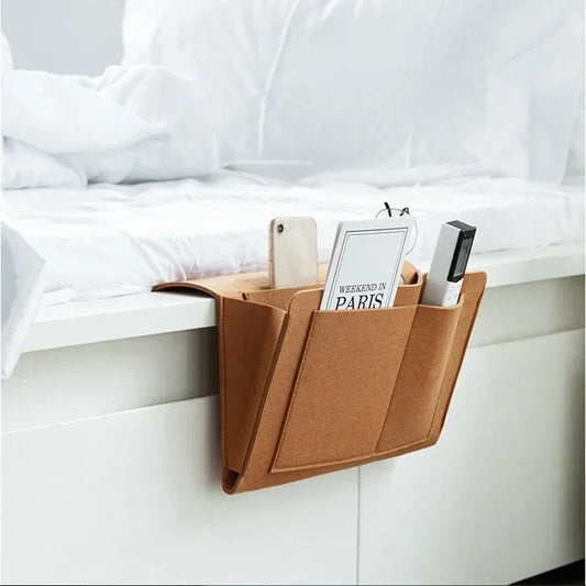 Felt Bedside Storage Caddy - Multi-Pocket Organizer for Remote TV
