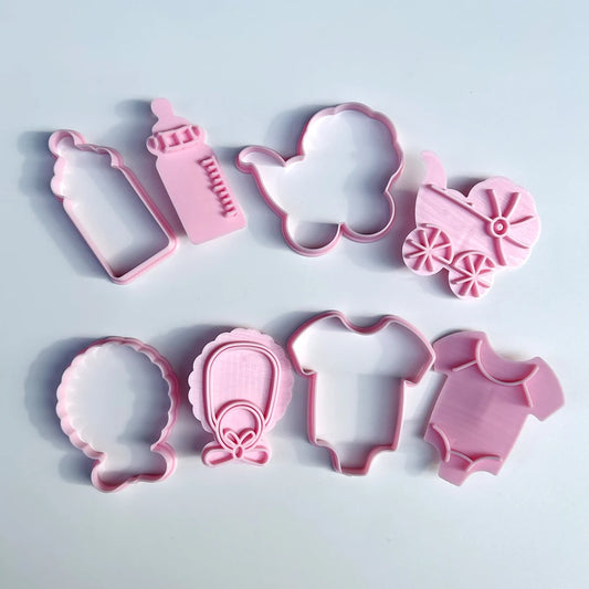 4-Piece Baby Theme Cookie Cutters - 3D Cartoon Plastic Dough Stamps