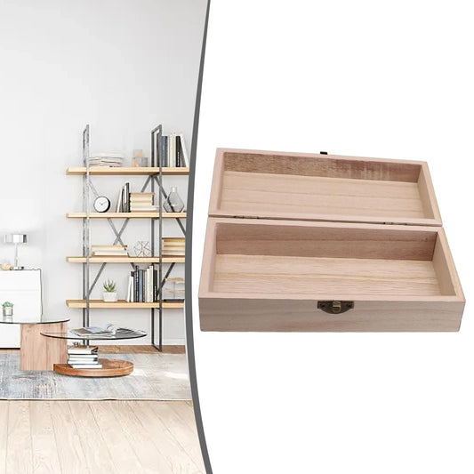 Wooden Storage Box 20x10x6cm Retro Buckle Tea Coffee Bean Container