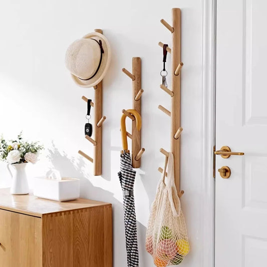Wooden Branch Tree Design Wall Coat Rack Entryway Organizer Hanger