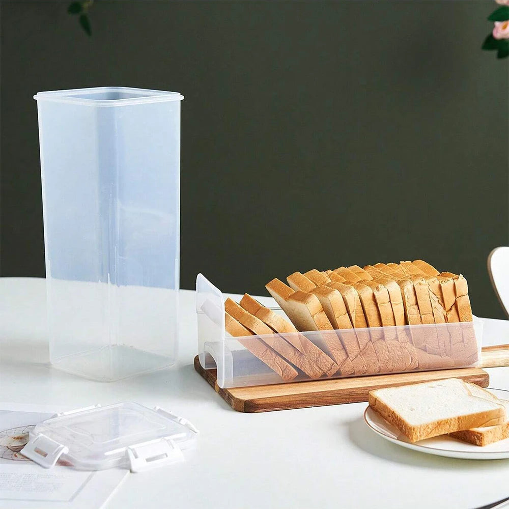 Clear Airtight Bread Container with Lid - Tall Bread Storage Box