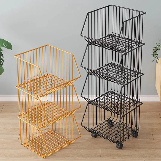 Multi-Layer Rotating Storage Basket - Movable Kitchen Vegetable Rack