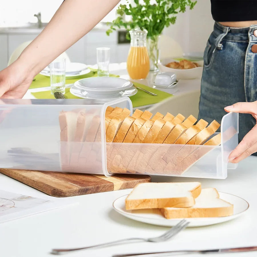 Clear Airtight Bread Container with Lid - Tall Bread Storage Box