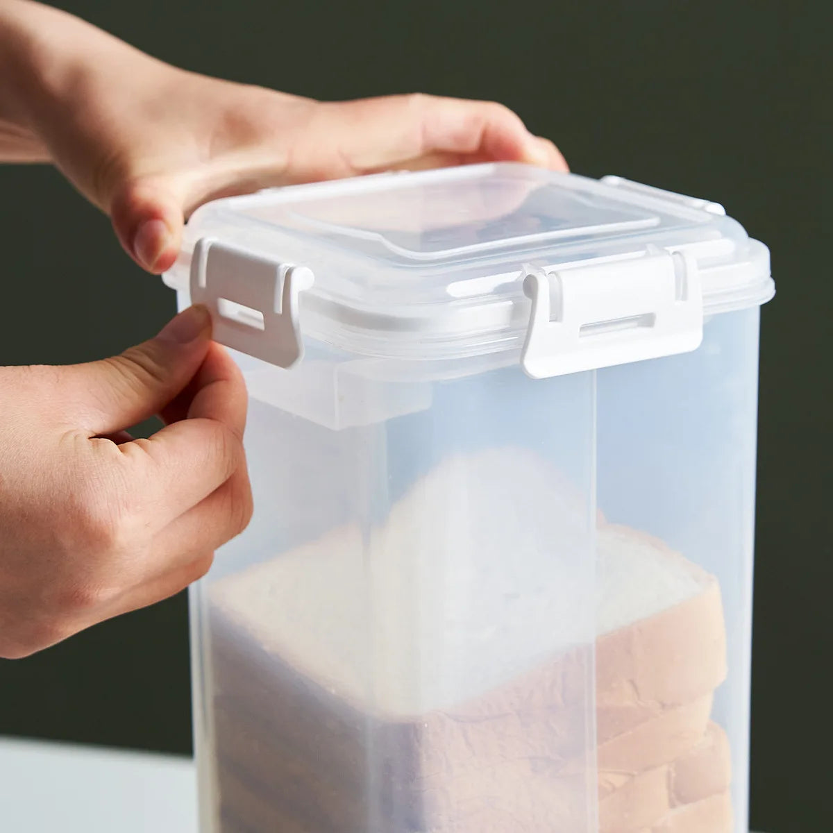 Clear Airtight Bread Container with Lid - Tall Bread Storage Box