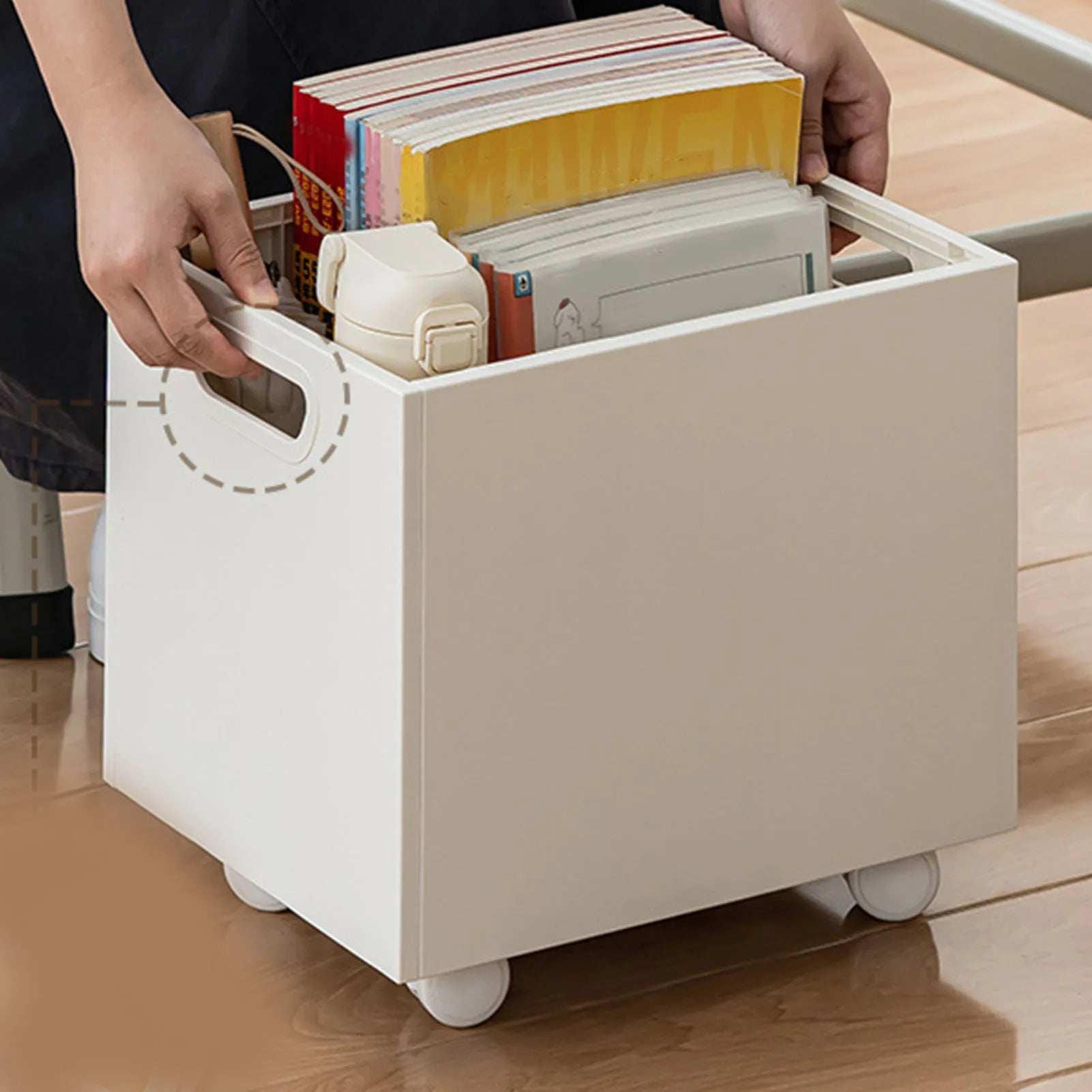 Heavy Duty Book Storage Box 50kg Load Stackable Side Handles