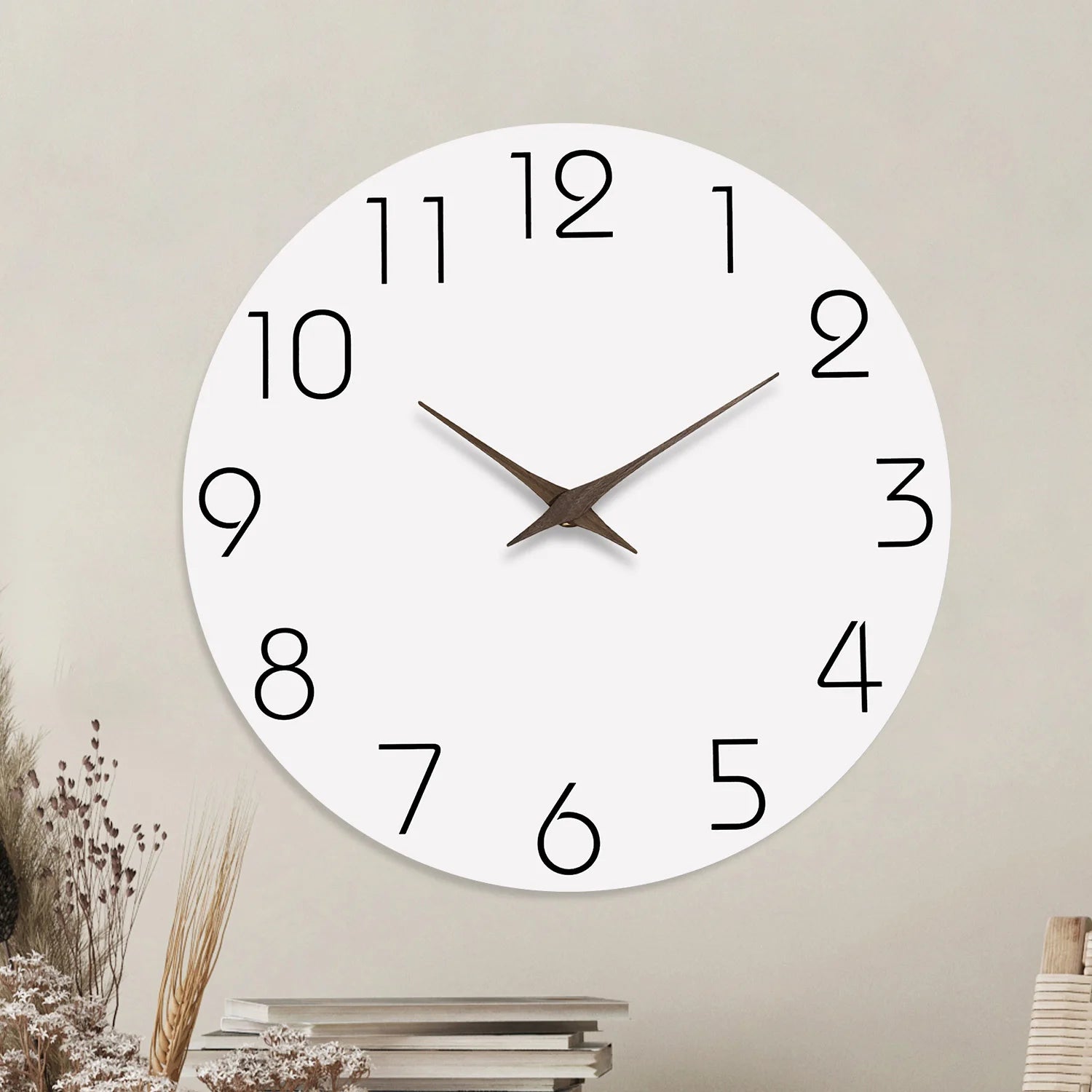 Silent White Pattern Wooden Wall Clock 10-16" Quartz Movement