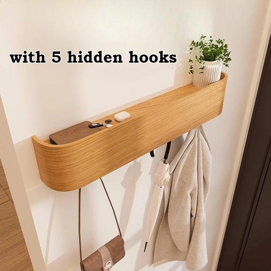 5-Hook Wood Wall Mount Coat Rack Door Organizer Bedroom Hallway