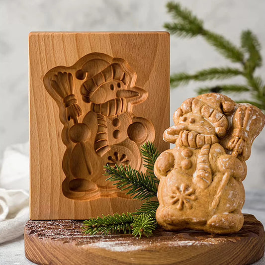 Wooden Cookie Cutter Baking Mold Press Stamps Gingerbread DIY Tool