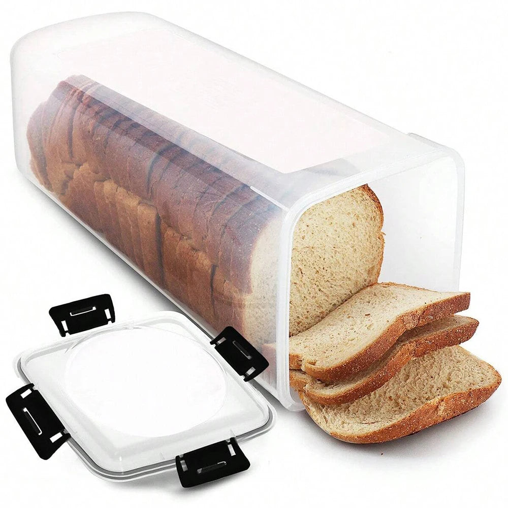 Clear Airtight Bread Container with Lid - Tall Bread Storage Box