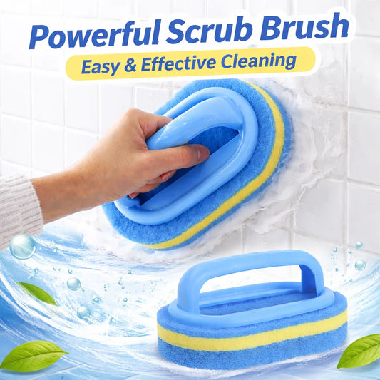 Heavy-Duty Cleaning Brush with Handle - Kitchen Bathroom Scrubber