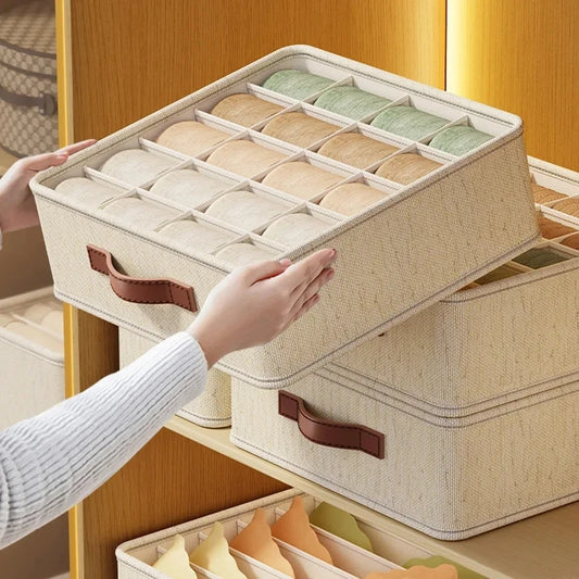 Multi-Compartment Underwear Bra Sock Drawer Organizer Storage Box