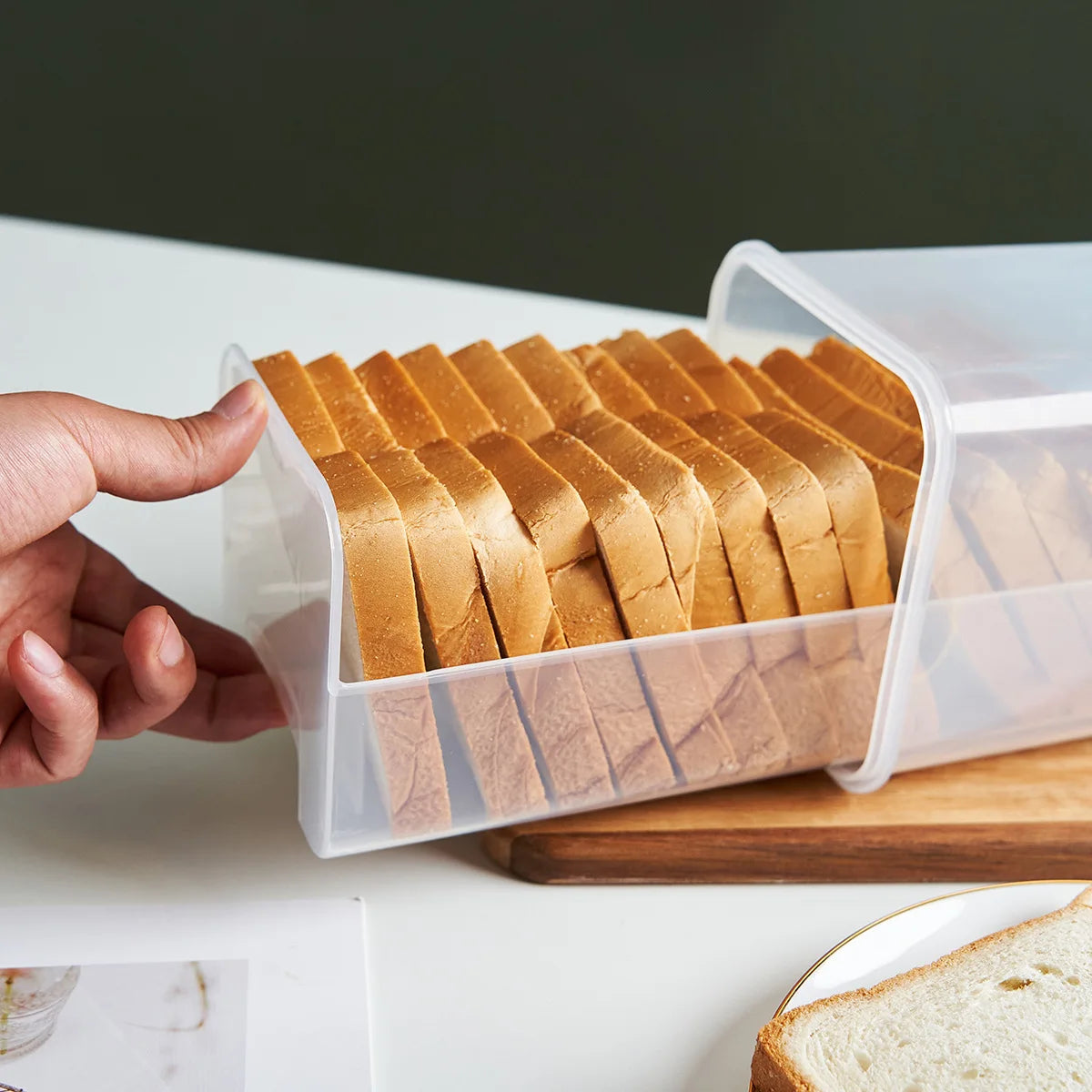 Clear Airtight Bread Container with Lid - Tall Bread Storage Box