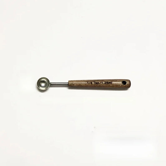 Oak Handle Stainless Steel Measuring Spoon - Coffee Bean Milk Powder