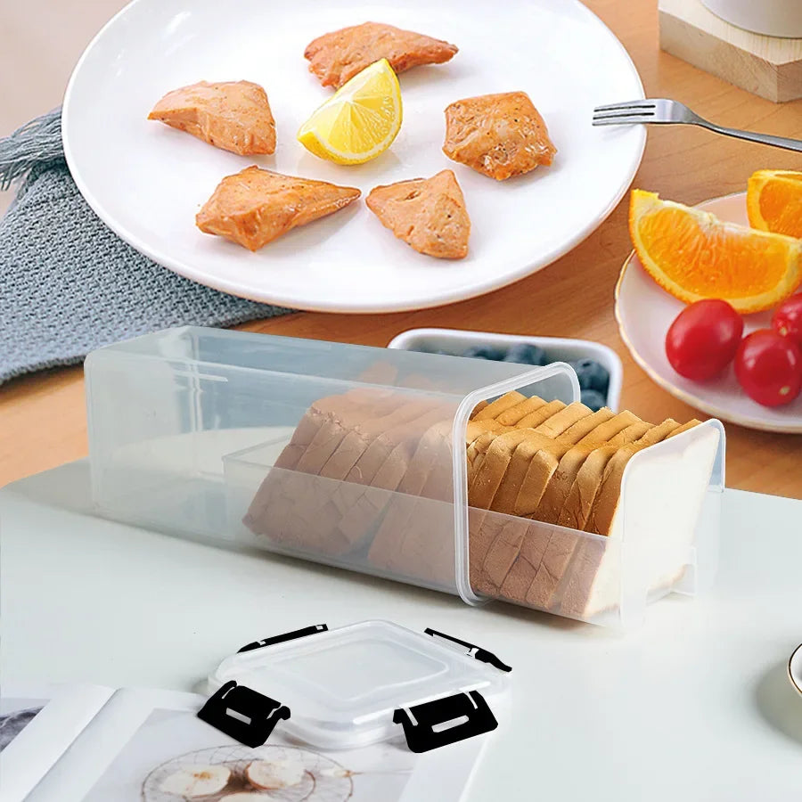 Clear Airtight Bread Container with Lid - Tall Bread Storage Box