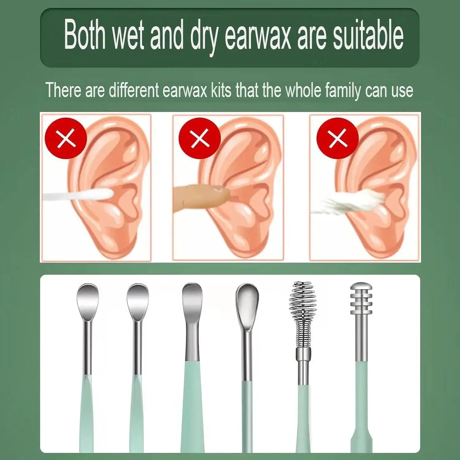 6Pcs Stainless Steel Ear Wax Removal Kit - Professional Curette
