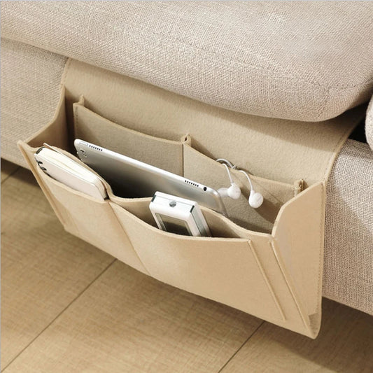Felt Bedside Storage Caddy - Multi-Pocket Organizer for Remote TV