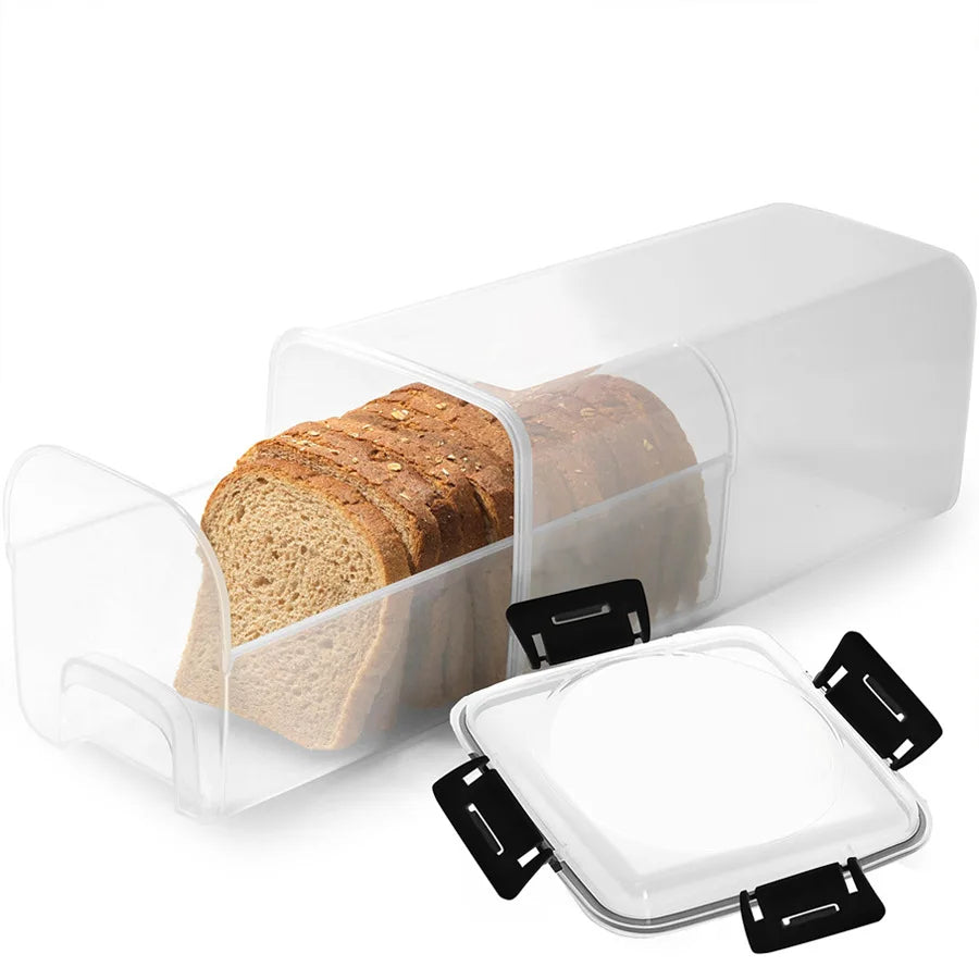 Clear Airtight Bread Container with Lid - Tall Bread Storage Box