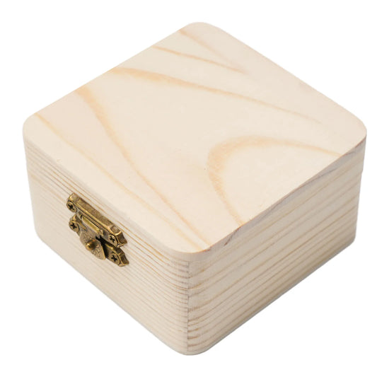 Natural Wood Storage Box 8x8x4.5cm - Small Gift Packing Container