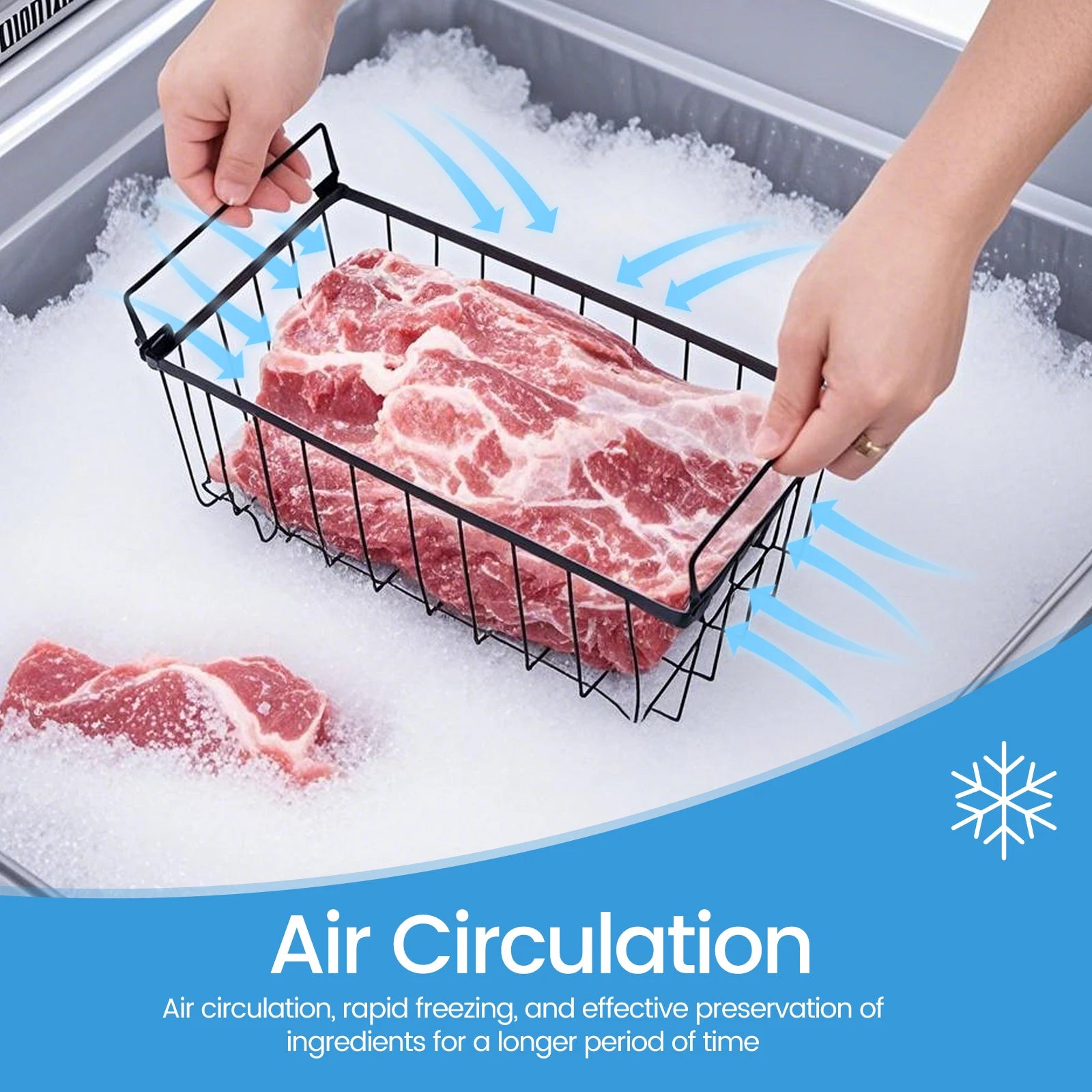 4Pcs Metal Chest Freezer Baskets Stackable Foldable Handles Storage