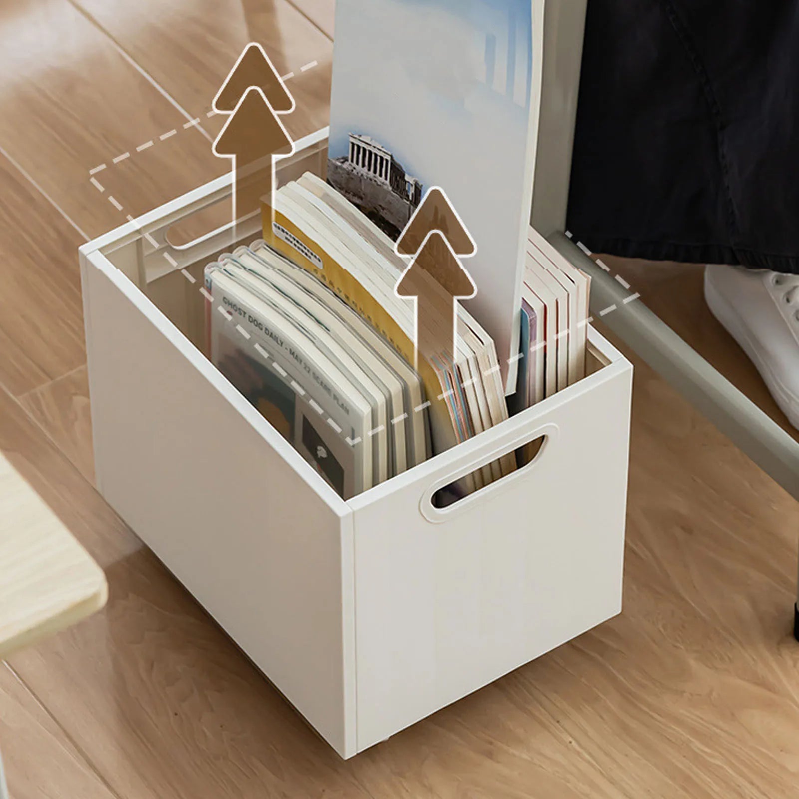 Heavy Duty Book Storage Box 50kg Load Stackable Side Handles