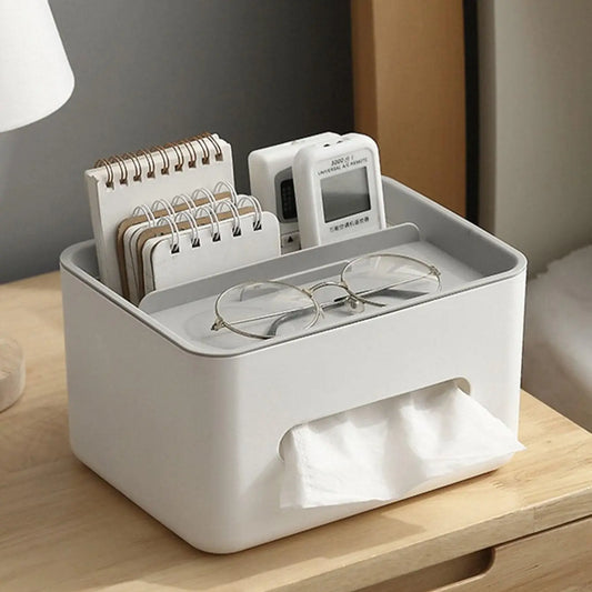 Gray Multifunctional Tissue Storage Box Organizer - Desktop Holder