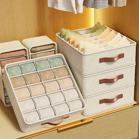 Multi-Compartment Underwear Bra Sock Drawer Organizer Storage Box