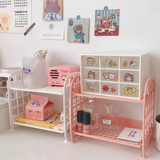 Multi-Layer Desktop Storage Organizer Rack - Computer Desk Shelf