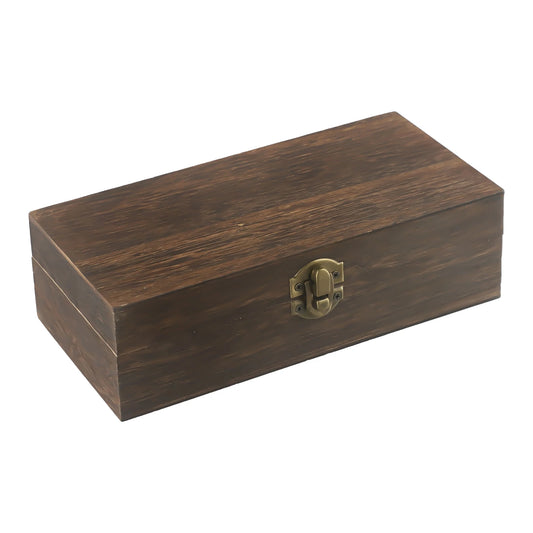 Wooden Storage Box 20x10x6cm Retro Buckle Tea Coffee Bean Container
