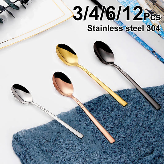 304 Stainless Steel Coffee Spoon Set - 3/4/6/12Pcs Stirring Teaspoons